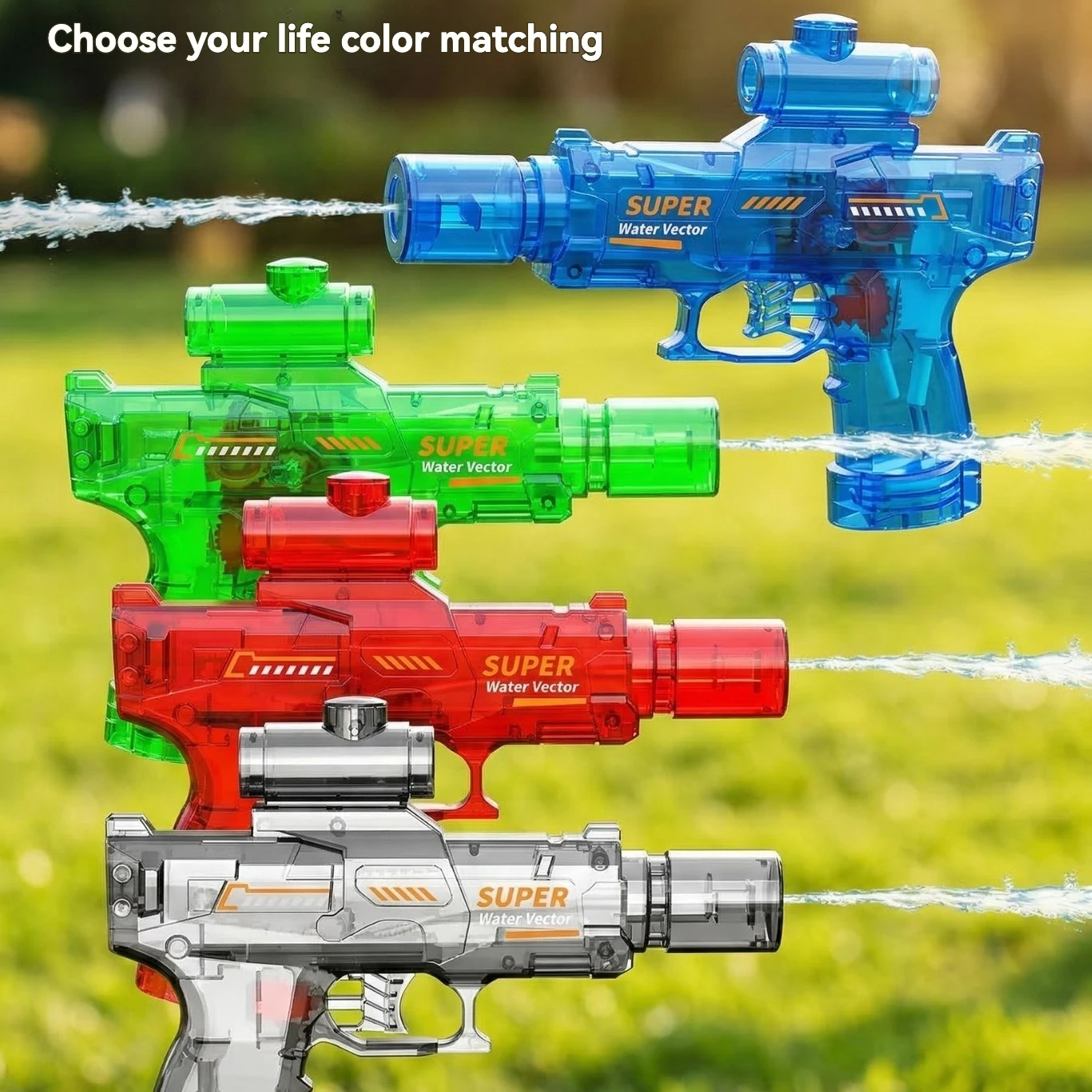 2026 New Ice Burst Transparent Water Gun, Large Capacity Water Gun, Continuous Firing Children's Water Play Toy