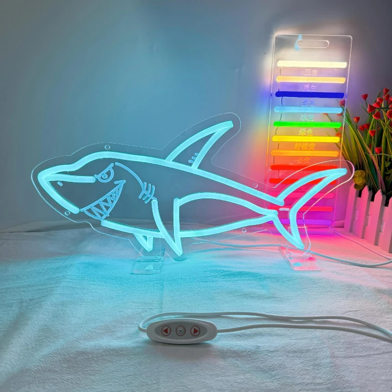 LED Creative Shark-shaped Neon Light, Acrylic Lighting, Decoration, Festival Atmosphere Light