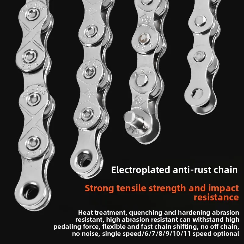 

Bicycle Chain 6 7 8 9 10 11 12 Speed MTB Bike Electroplated Silver Chain Road Bicycle Chains Part Links Cycling Chain Tool