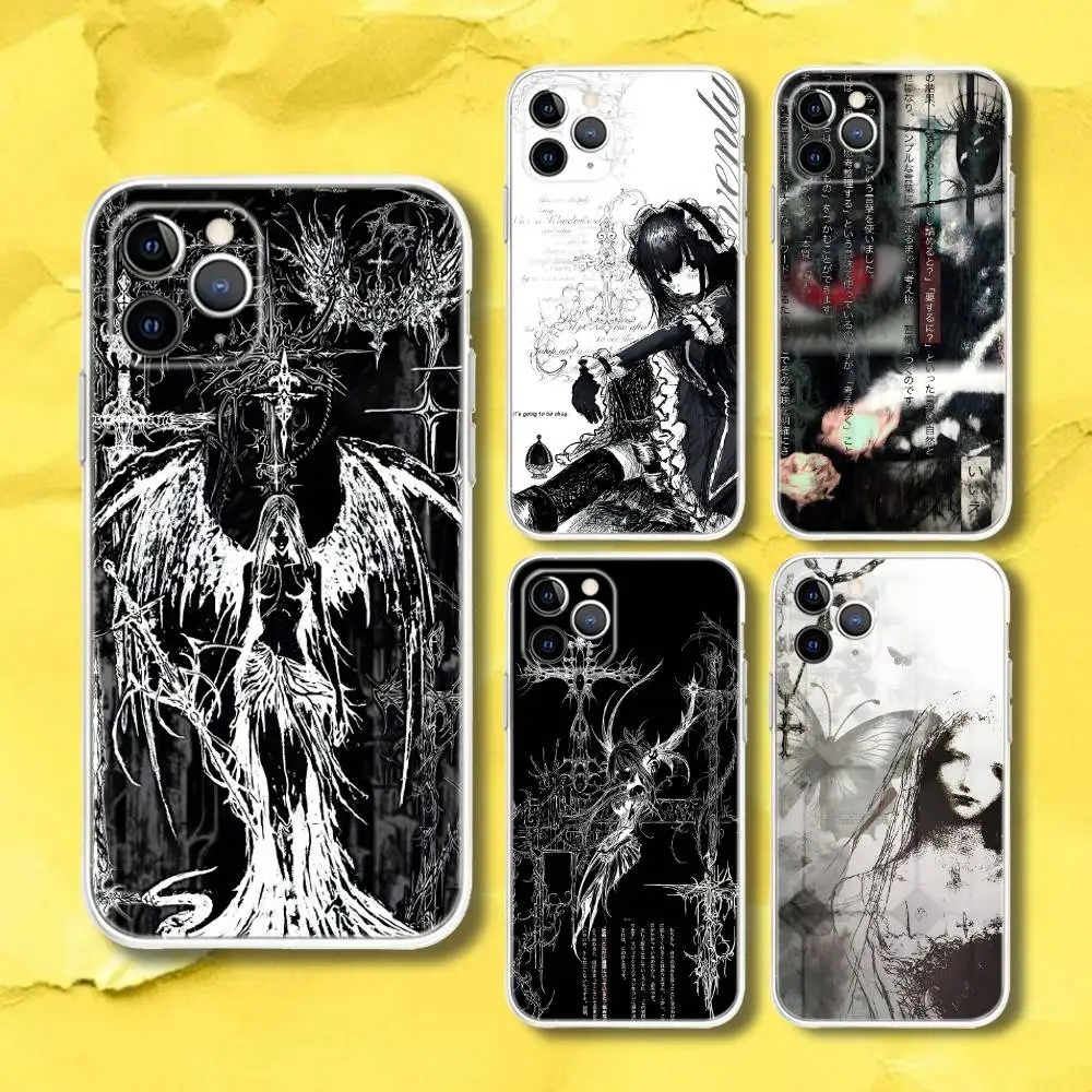 Funda Transparente para Teléfono con Diseño Cibernético G-Gothic Sigil para iPhone 17, 13, 15, 12, 11, 14, 16 Pro Max Mini 7, 8 Plus SE4, Air Fundas