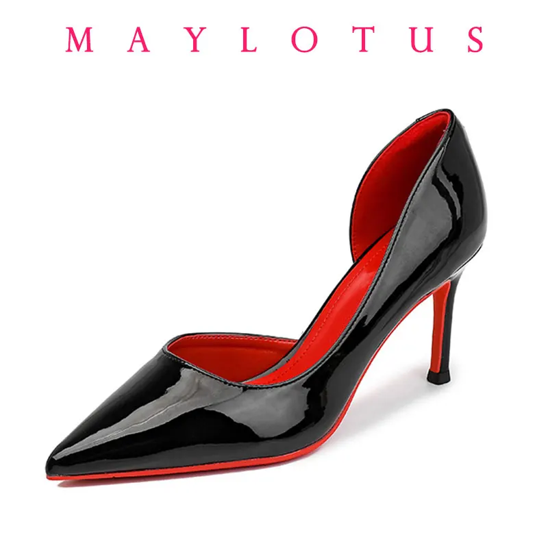 

2025 Elegant Women's Thin High Heels Trendy Pointed Toe Pumps Red Shiny Bottoms Sexy Fashion Shoes for Ladies Shoes