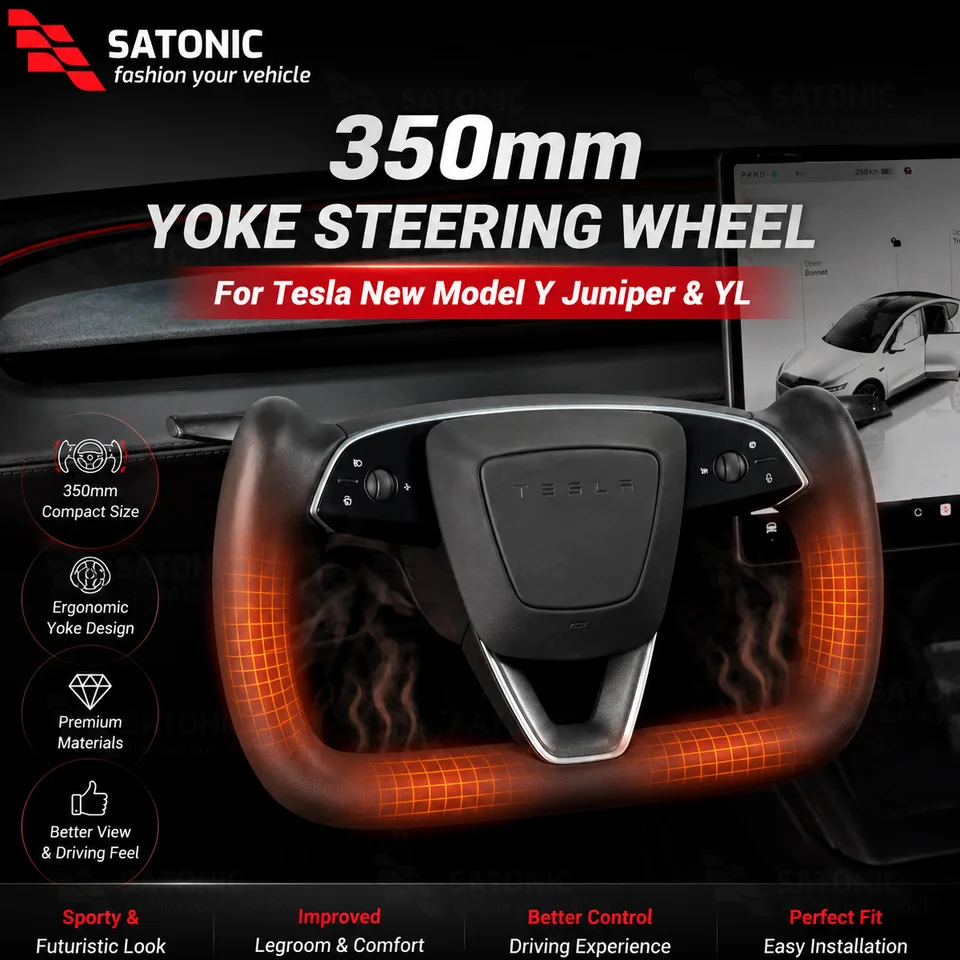 SATONIC 350mm ヒートヨークステアリング テスラ2026 Y ジュニパー