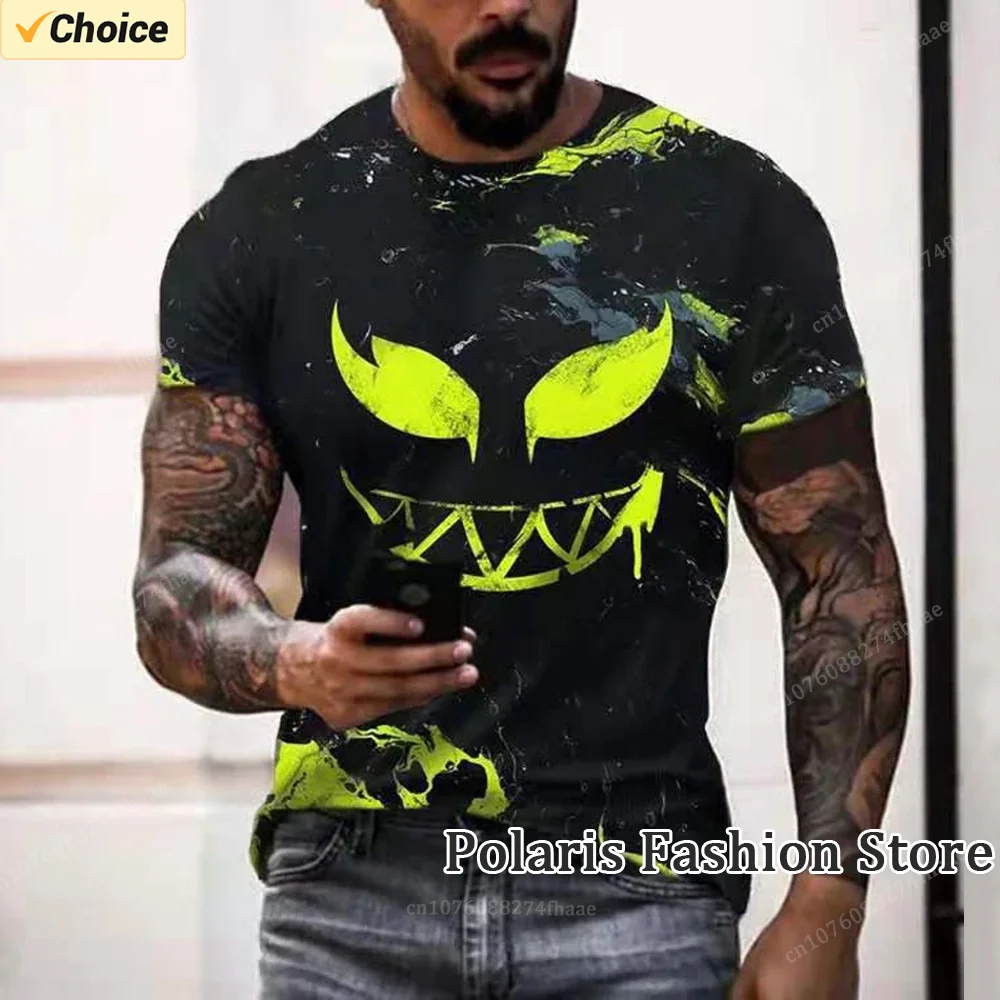 Smiley Face Tshirt Men Funny T Shirt Summer Short Sleeve TEE Oversized Clothes Vintage Tops Hip Hop For Kids Free Shipping