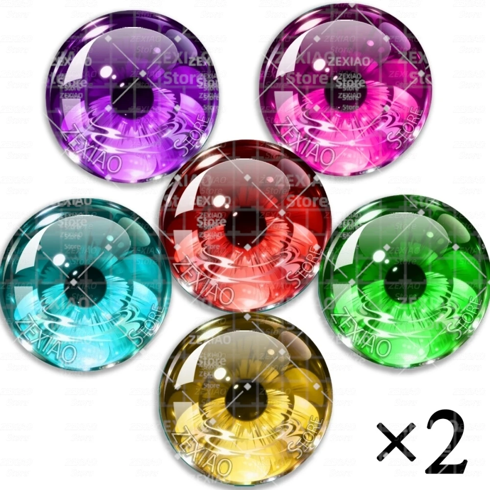 6Pairs Candy Colorful Cartoon Pattern Blythe BJD Doll Eye Chips Glass Cabochon Eye Chips Pupil DIY Doll Making Accessories MS006