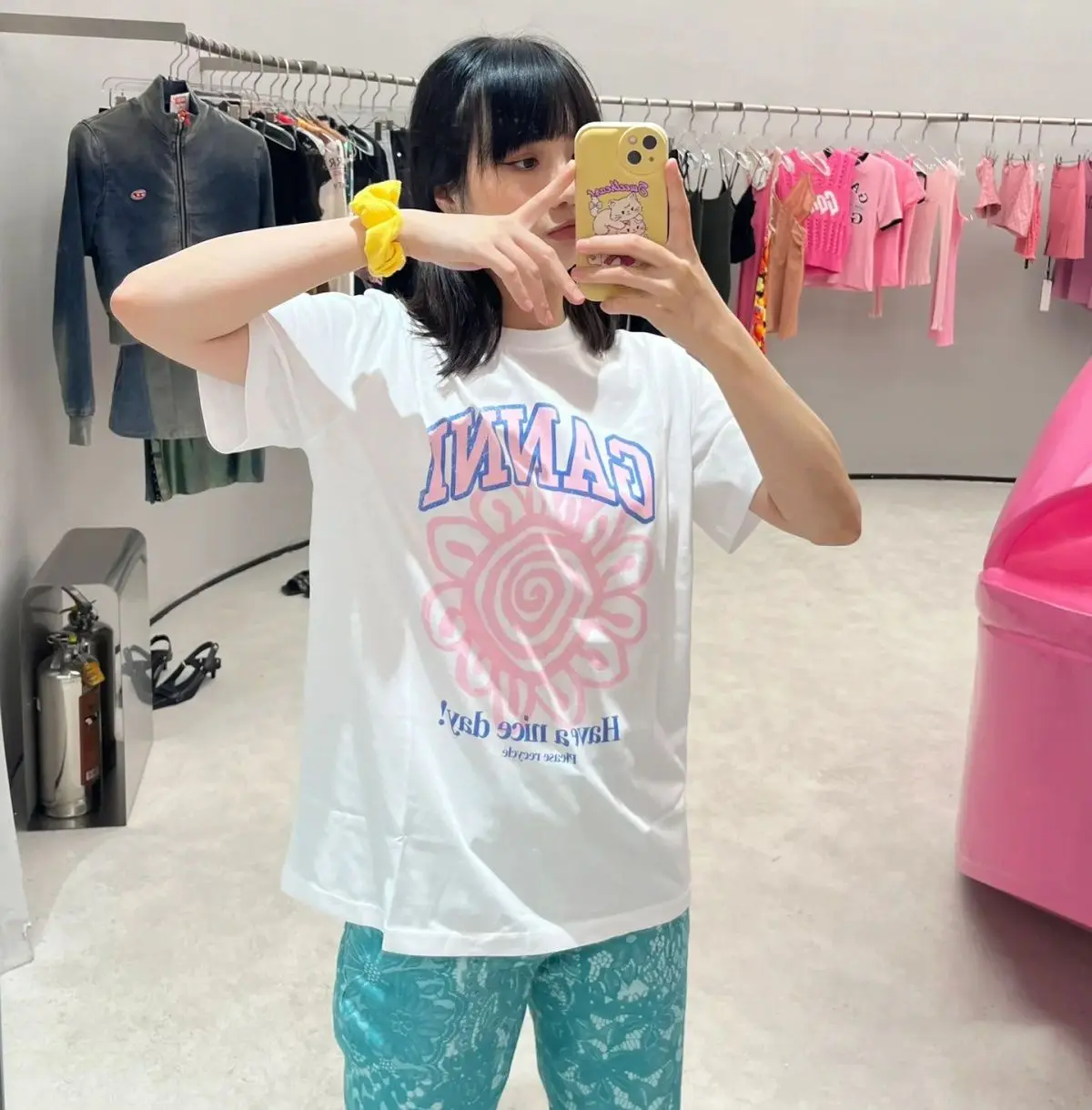 صيف جديد GN الكرتون المطبوعة القطن الخالص تي شيرت المرأة المد العلامة التجارية مزاجه فضفاضة قصيرة الأكمام #3