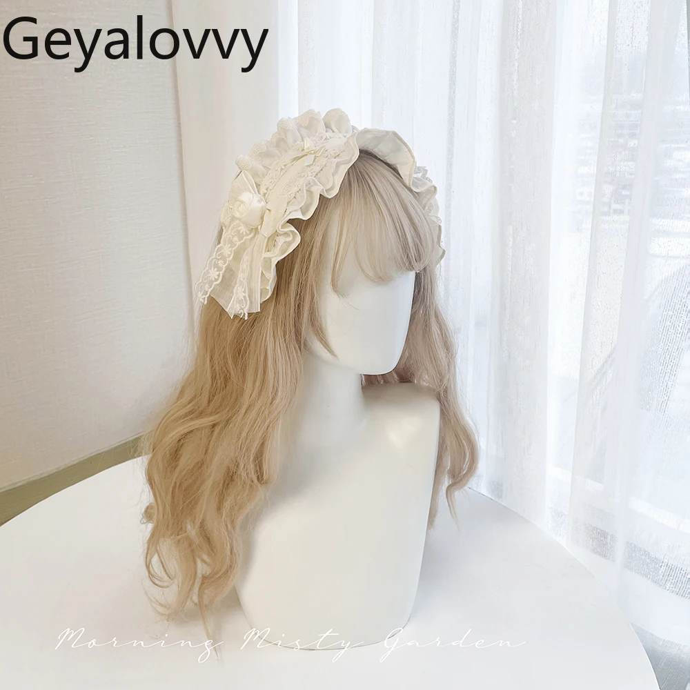 

Japanese Lolita Style Sweet Cute Girl Solid Color Hairband Hair Tie Daily Versatile Bow Hair Accessory Women's Headwear