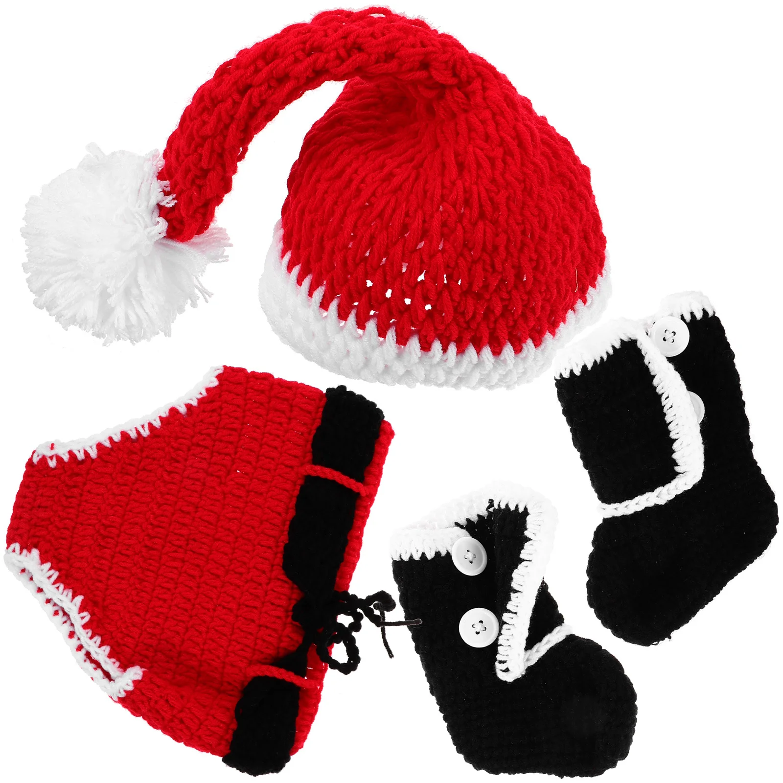 

1Set Newborn Christmas Outfit Soft Acrylic Fiber Photography Props Adorable Holiday Photos Baby Girl Boy Baby Santa Outfit