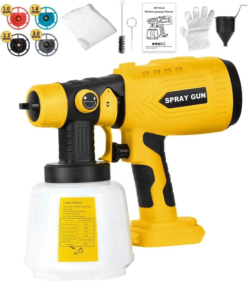 

Краскопульт для аккумулятора Dewalt 20V Max, двигатель 200 Вт, 4 медных сопла, HVLP для внутренней/наружной покраски дома (без аккумулятора)