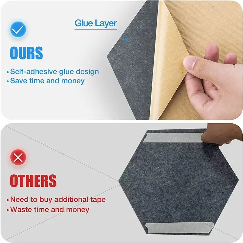 AEF6-24Pcs Self-Adhesive Sound Proof Foam Acoustic Panels,12X10X0.4In Hexagonal,Reduce Noise And Eliminate Echoes,Drak Gray