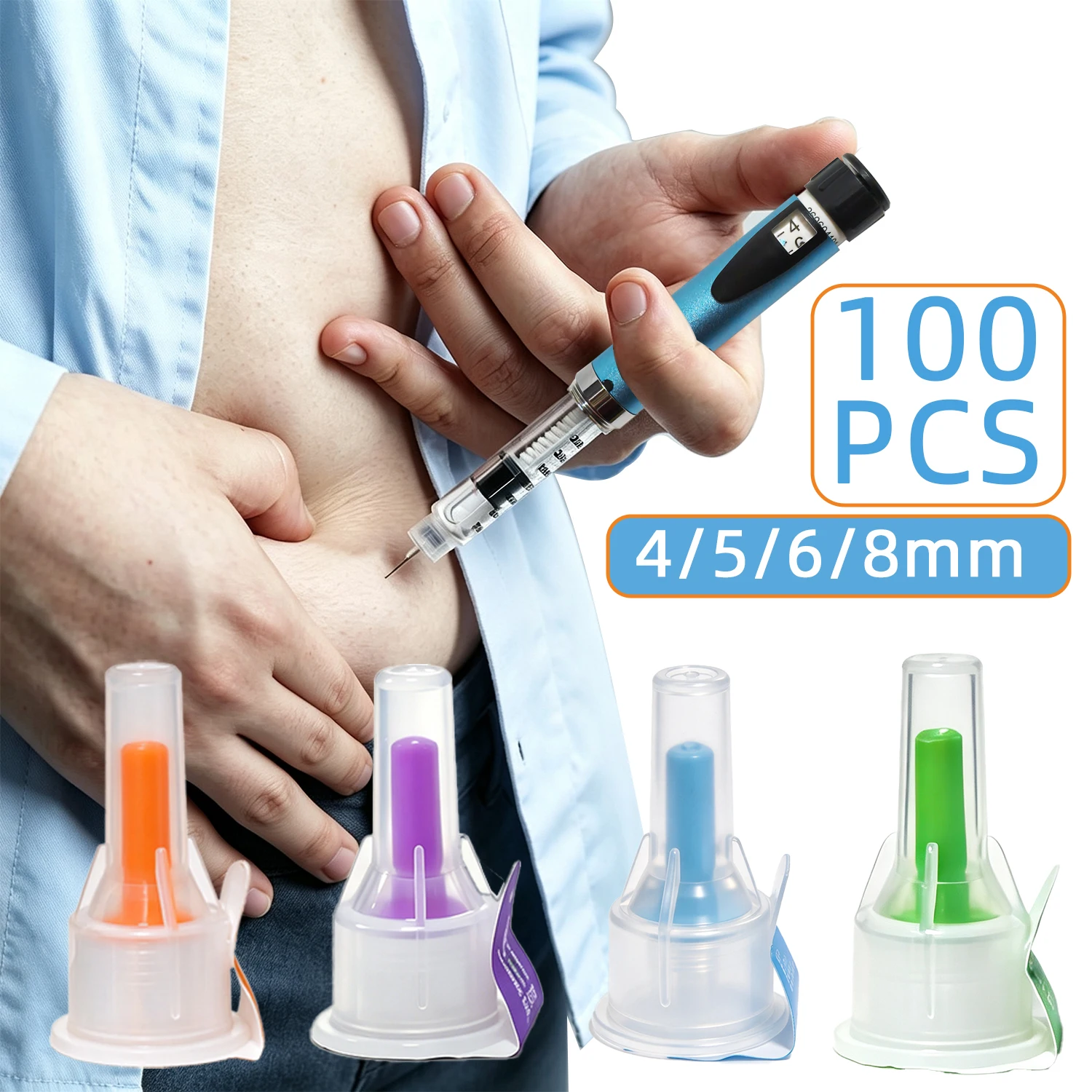100PCS Disposable Insulin Pen Needles 31G/32G 4/5/6/8mm Universal for Insulin Pens Sterile Single Use Fine Needle Accessories