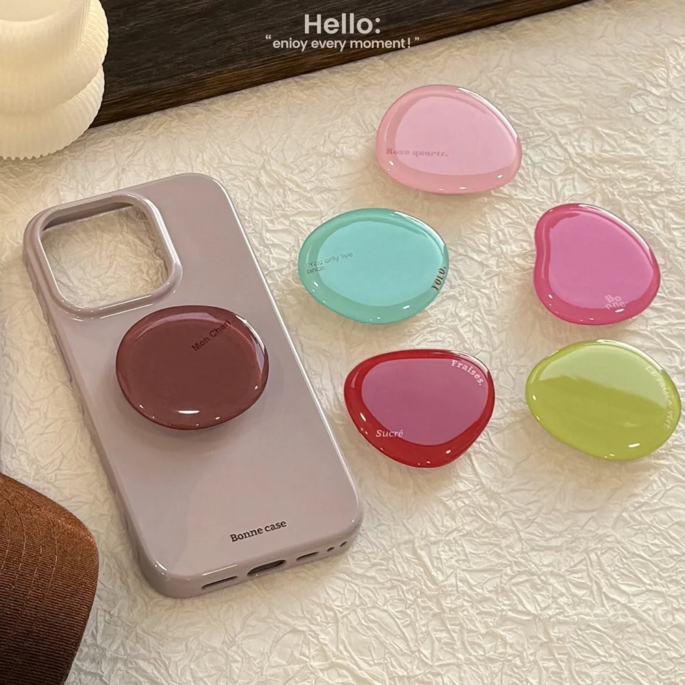 Cute Candy Glossy Crystal Phone Socket Holder Finger Grip Tok Bracket For iPhone 17 Samsung S26U Universal Folding Stand Griptok