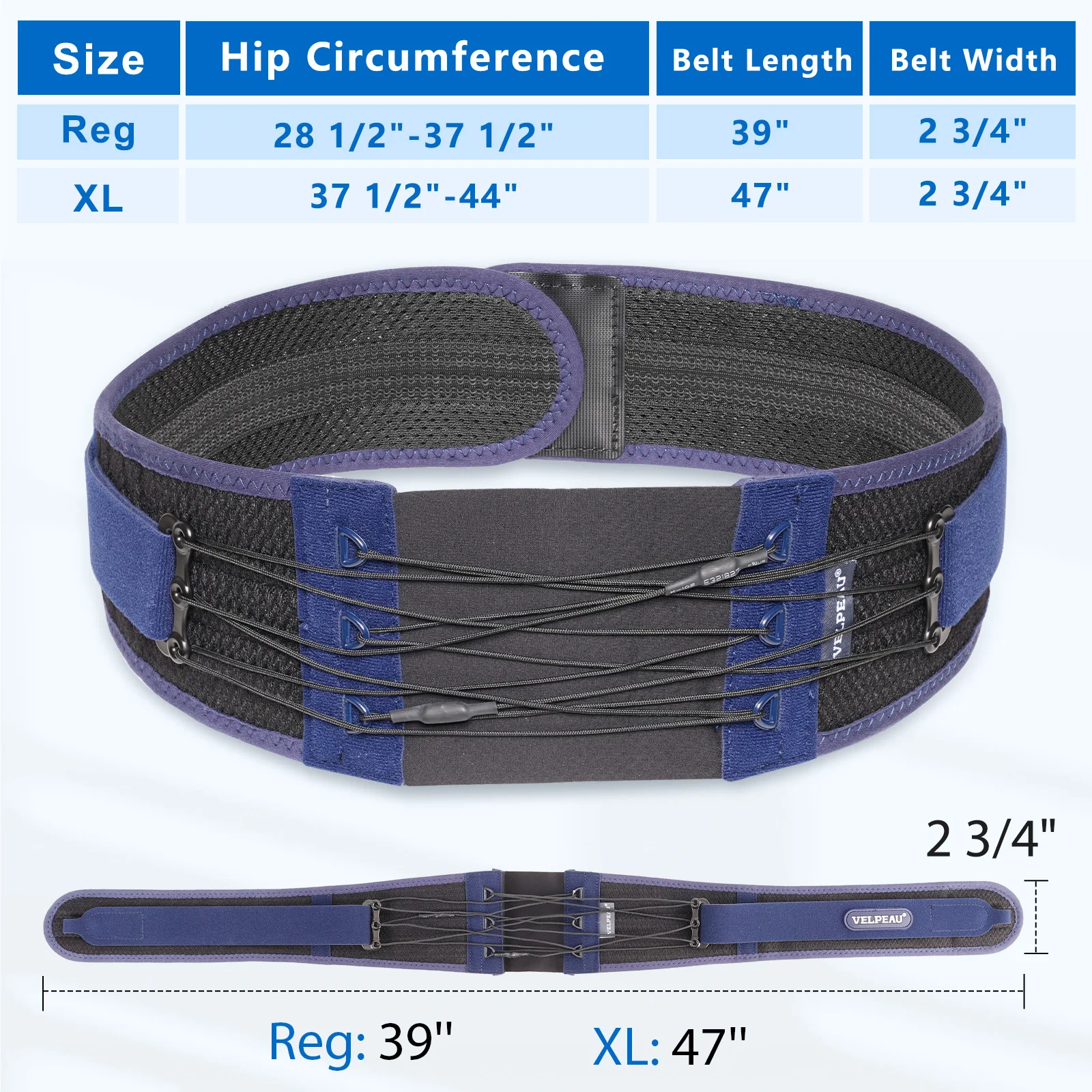 VELPEAU Sacroiliac Si Joint Hip Belt for Men and Women Anti-Slip Lower Back Support for Sciatica, Pelvis, Lumbar Pain Relief