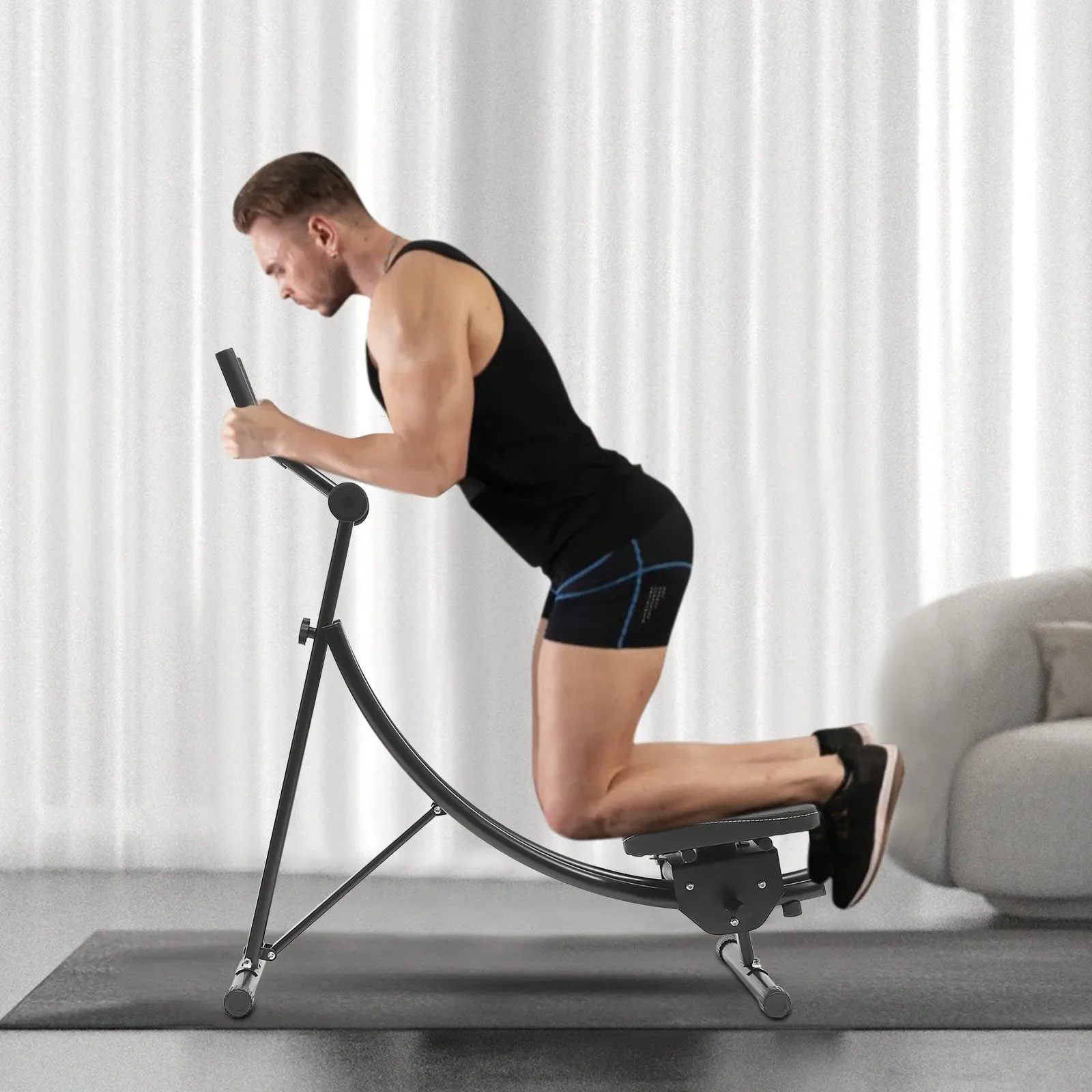 

Abdominal Crunch Coaster, Height Adjustable Ab Trainer Abdominal Whole w/ LCD Monitor & Six Silent Rollers, Body Workout Machine