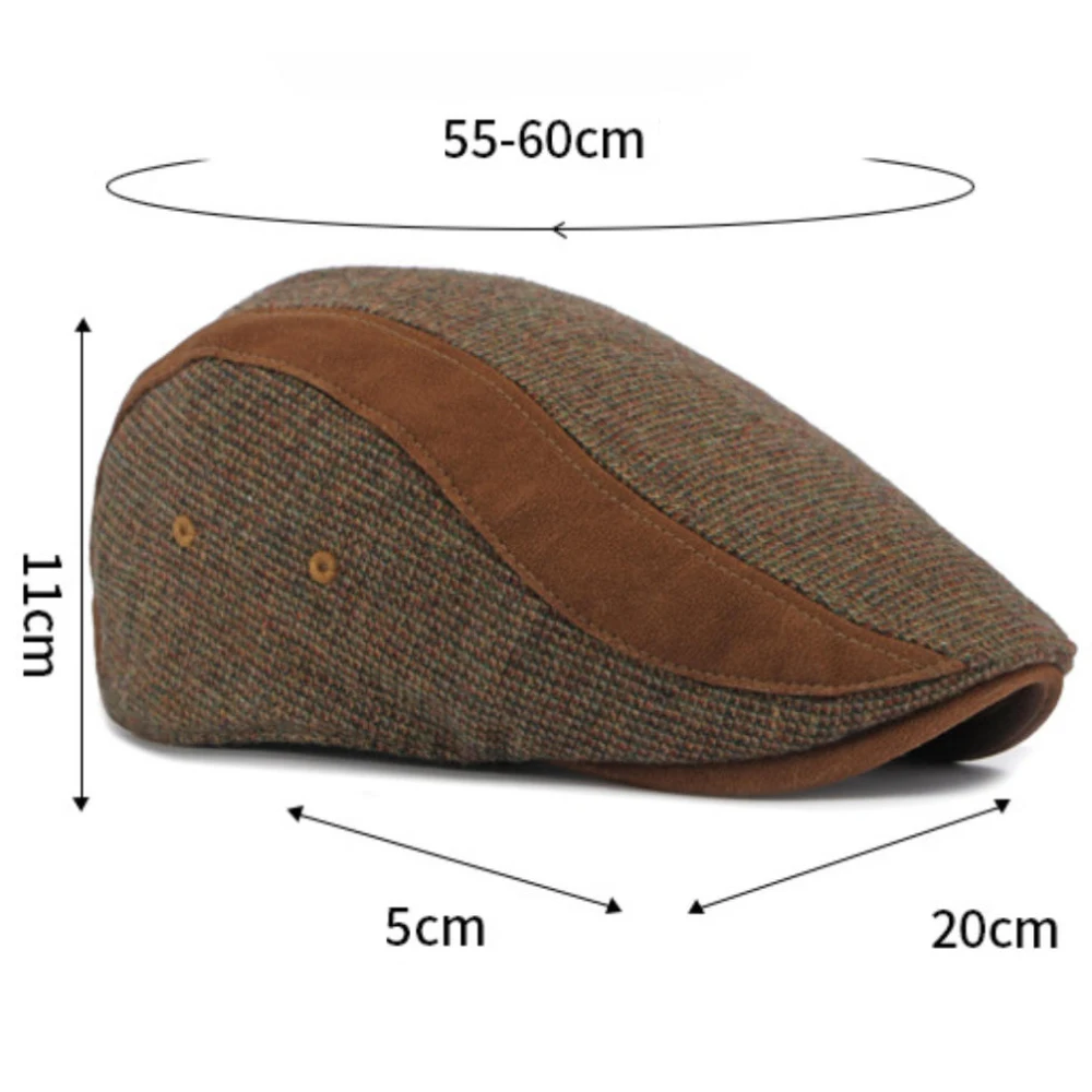 HT5165 Herren- und Damen-Baskenmütze, Künstlermütze, Wollmütze, dicke, warme Ivy-Flatcap, mit Fleece gefüttert, für Herbst und Winter. – Detail 1