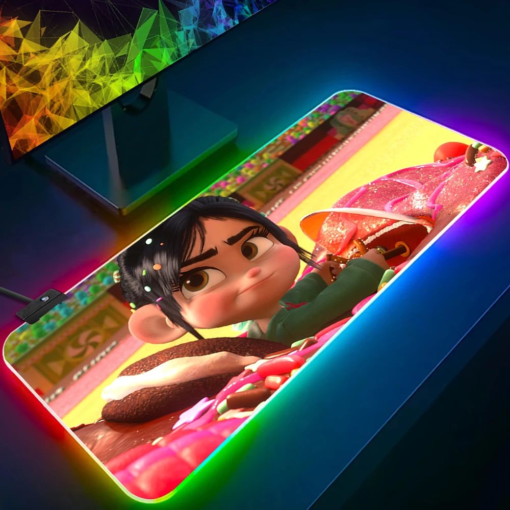Wreck-It Ralph RGB PC Gamer Teclado Mouse Pad, LED incandescente Mouse Mats, Borracha Gaming Computer Mausepad