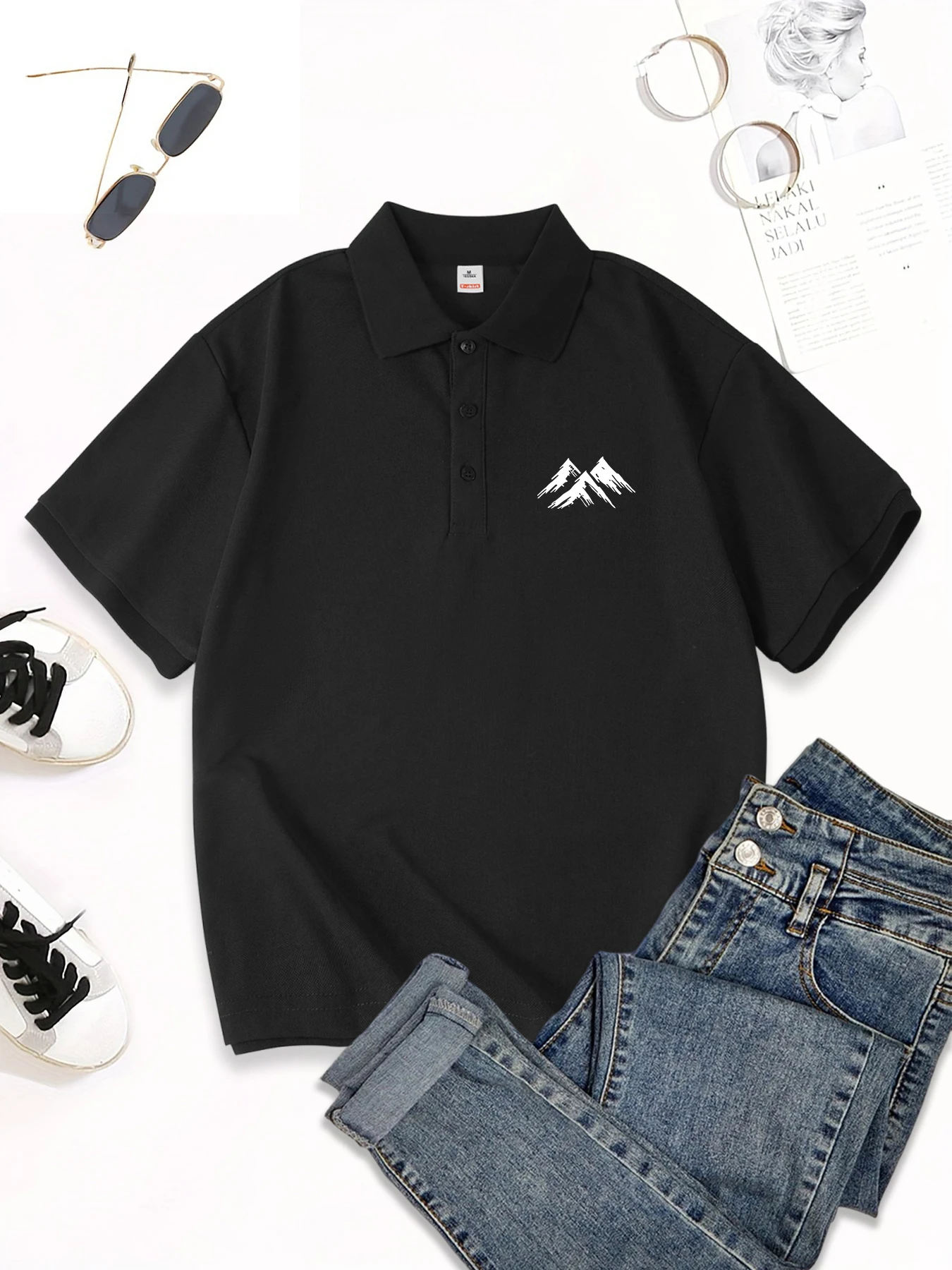 

Three Mountain Peaks Prints Polo Shirt Women Summer Casual Tops Trend Breathable Regulai Fit Polyester T-Shirts Sporty Clothes