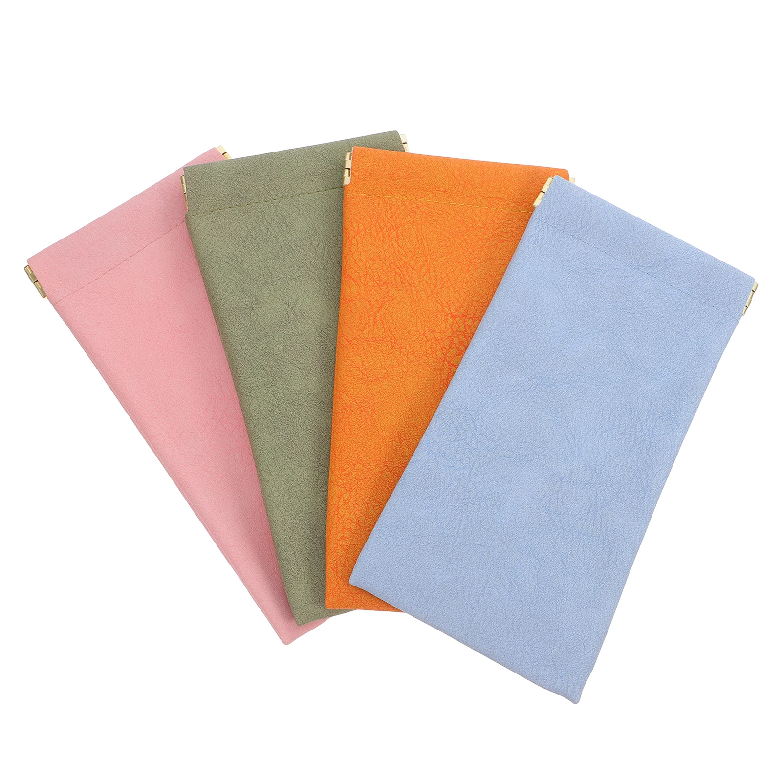 

4 Pcs Glasses Storage Bag Eyeglass Cases Soft Artificial Sunglasses Men and Women Squeeze Top Pouch
