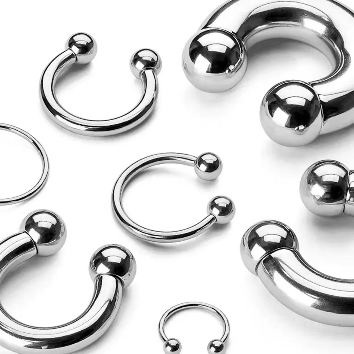 1PC Internally Threaded Circular Barbells Horseshoe Nose Ring Stainelss Steel Cone  Piercing Barbell  Nose Ear Expander