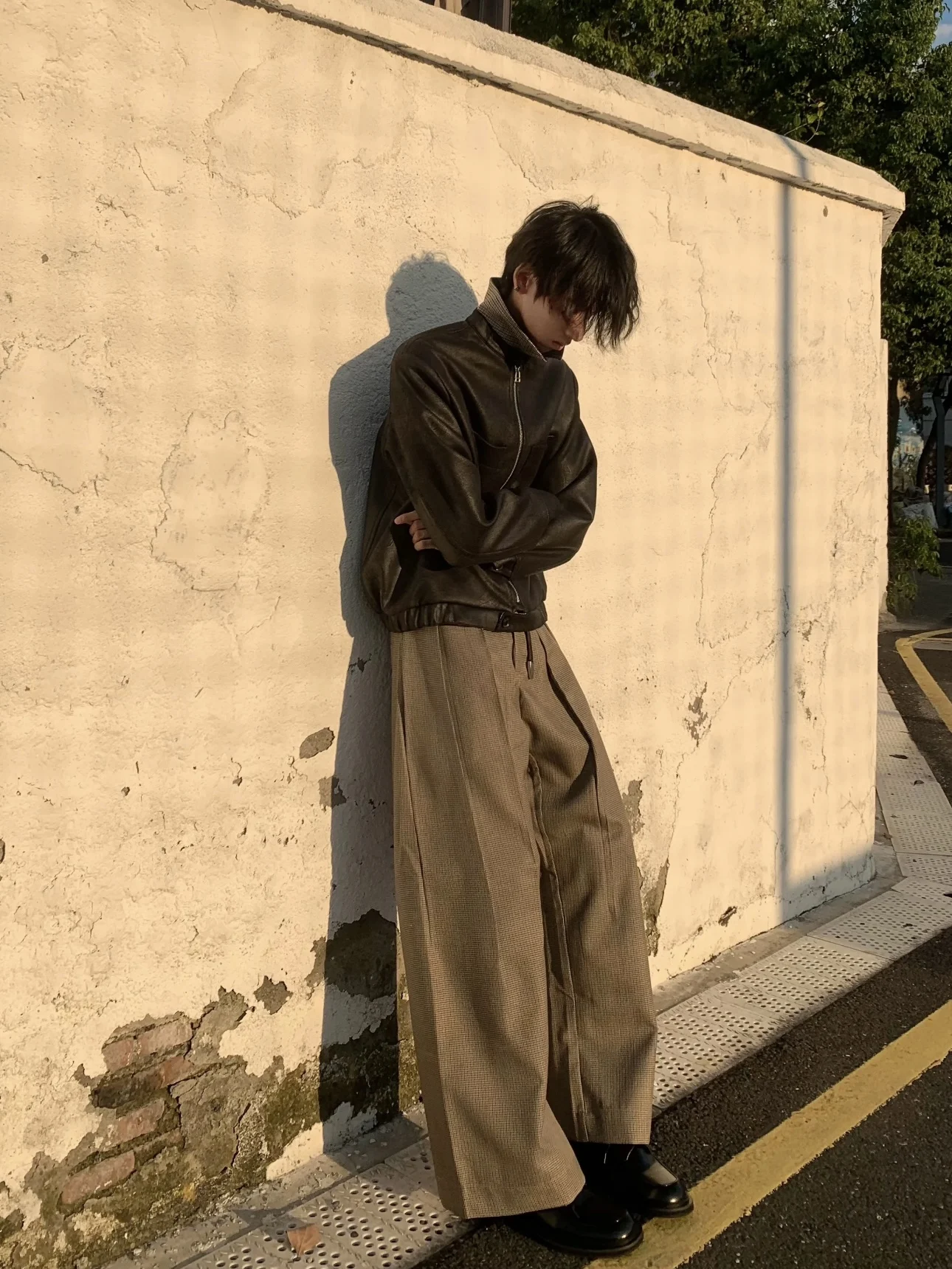 

Мужское осенне-зимнее пальто из искусственной кожи с фланелевой подкладкой в американском стиле Sle Cra Design, молодежное повседневное пальто Cleanfit ort