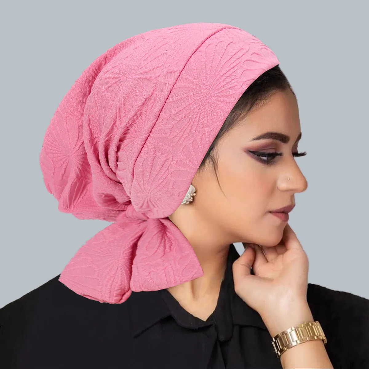 

New Women Pre-Tied Hat Muslim Inner Hijab Headscarf Long Tail Hair Loss Chemo Cap Bonnet Turban Bandanas Headband Turbante Mujer