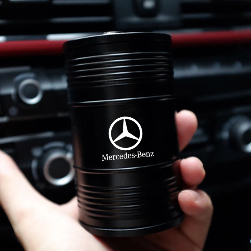 Aluminum Alloy Car Home Ashtray Oil Drum Shape Smoke Ash Holder For Mercedes Benz W211 W203 W204 W210 W124 AMG W202 CLA W212