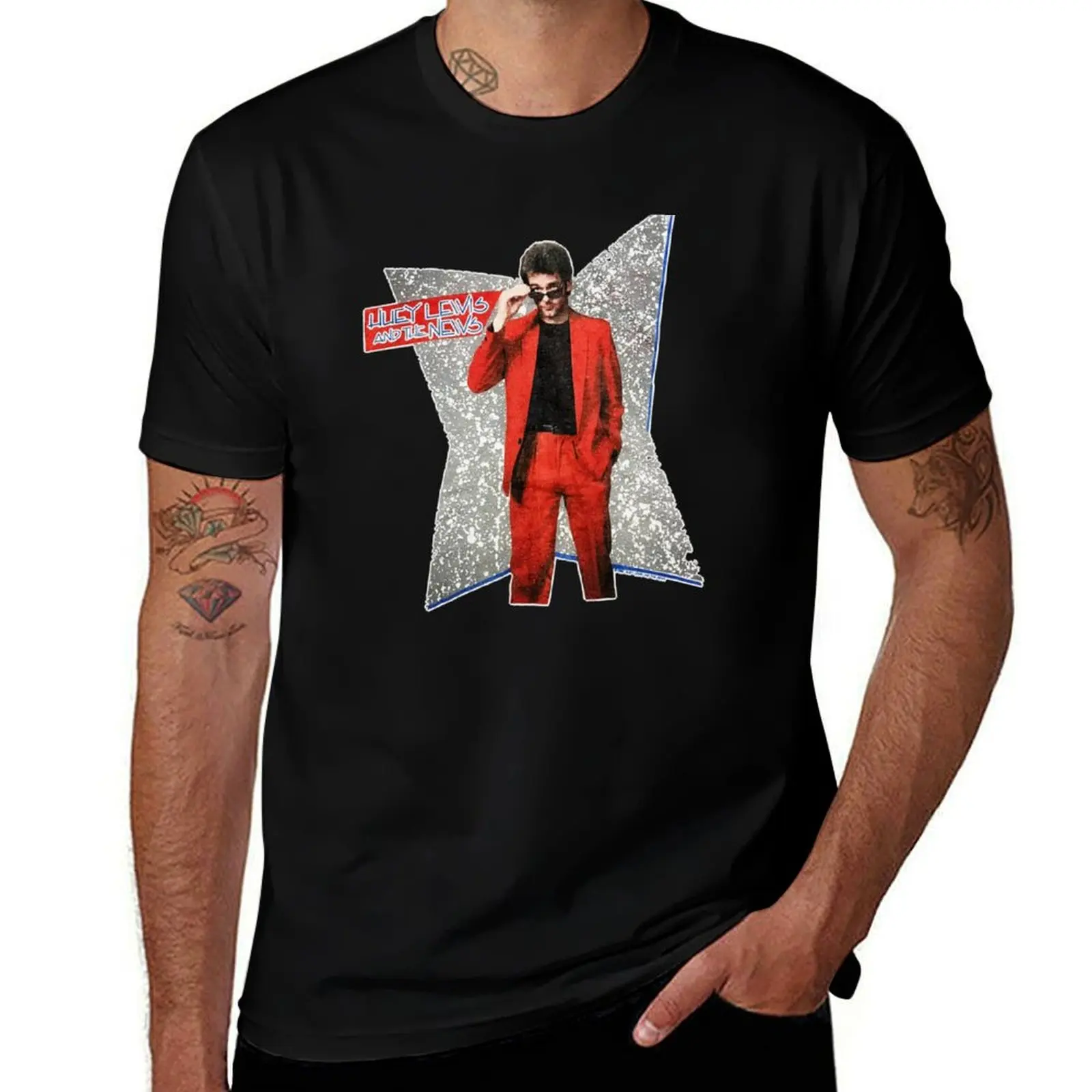 Huey Lewis T-Shirt Casual Graphic Print Tee T-Shirt