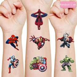 Pegatinas de tatuaje de héroes de Marvel, vengadores, decoración para niños, Iron Man, Spiderman, Hulk, Capitán América, pegatina de dibujos animados, juguetes para niños