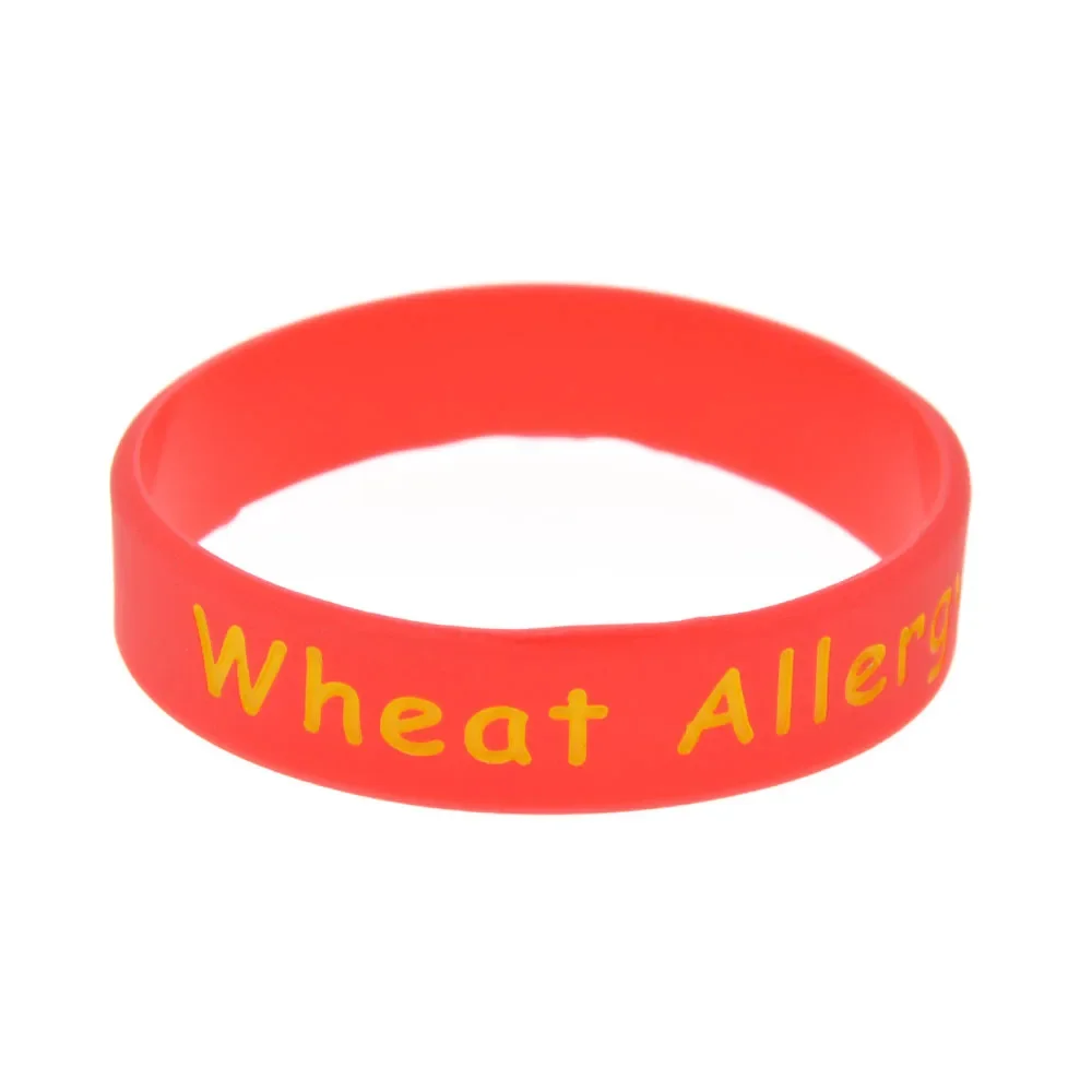 50 Pcs Alert Wheat Allergy Silicone Bracelet Medical Rubber Wristband Children Size 5 Colors