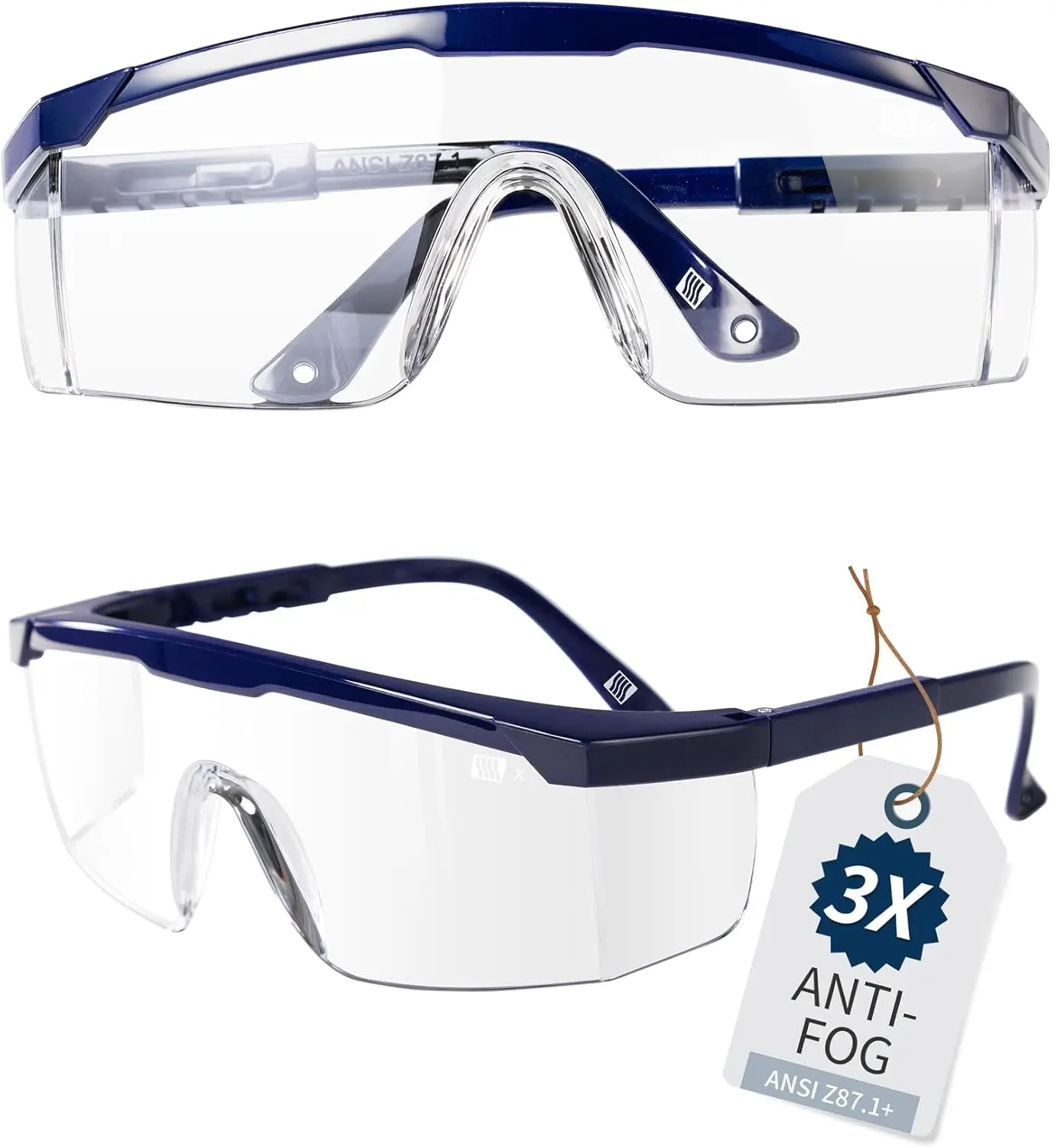 

Anti-Fog Safety Goggles with Adjustable Temples, 2.5x ANSI Z87.1 Standard, Lightweight & Comfortable for Clear Vision