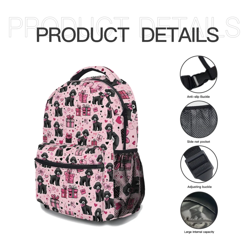 Poodle Love and Presents Galore Printed Lightweight Casual Children's Youth Backpack Schoolbag