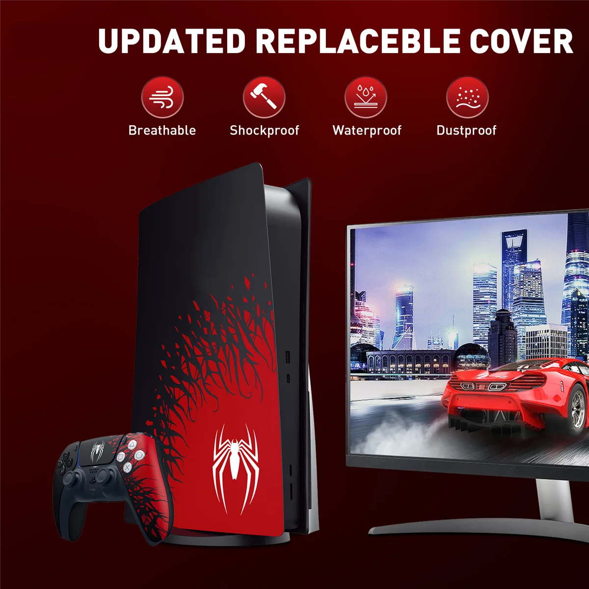 Carcasa de repuesto Spider para PS5, cubierta protectora, placa frontal dura, compatible con Playstation 5, versión de disco