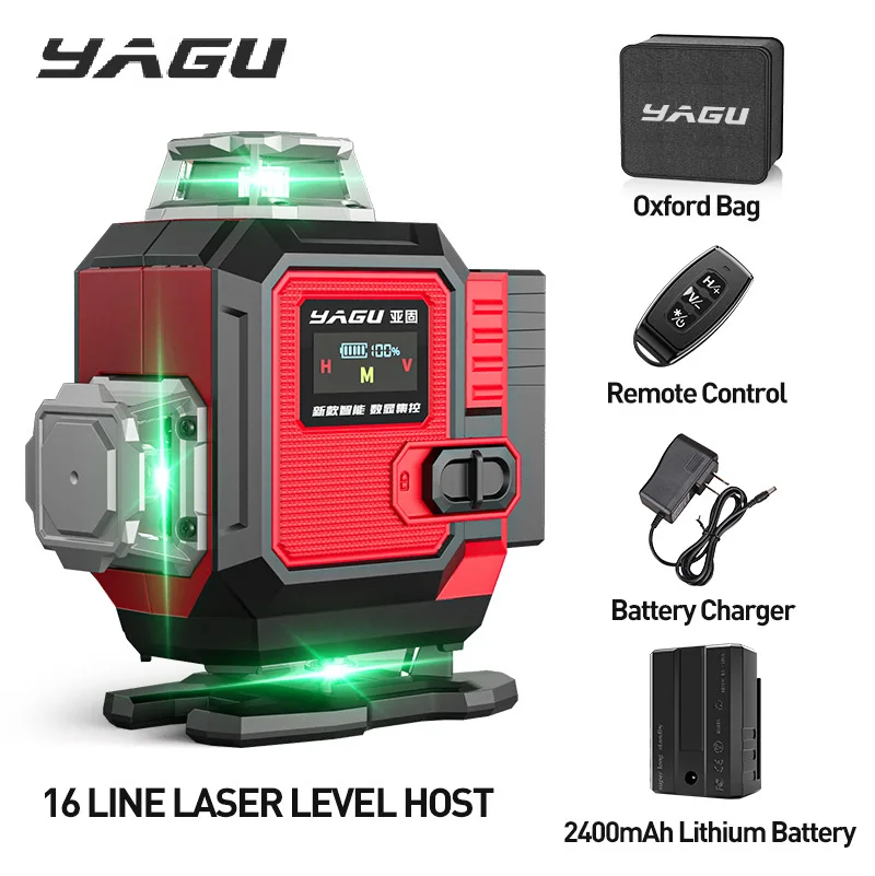 

YAGU 12/16 Lines Laser Level Intelligent Display 3/4d Green Line Automatic Leveling 360 Horizontal And Vertical Cross Lineslaser