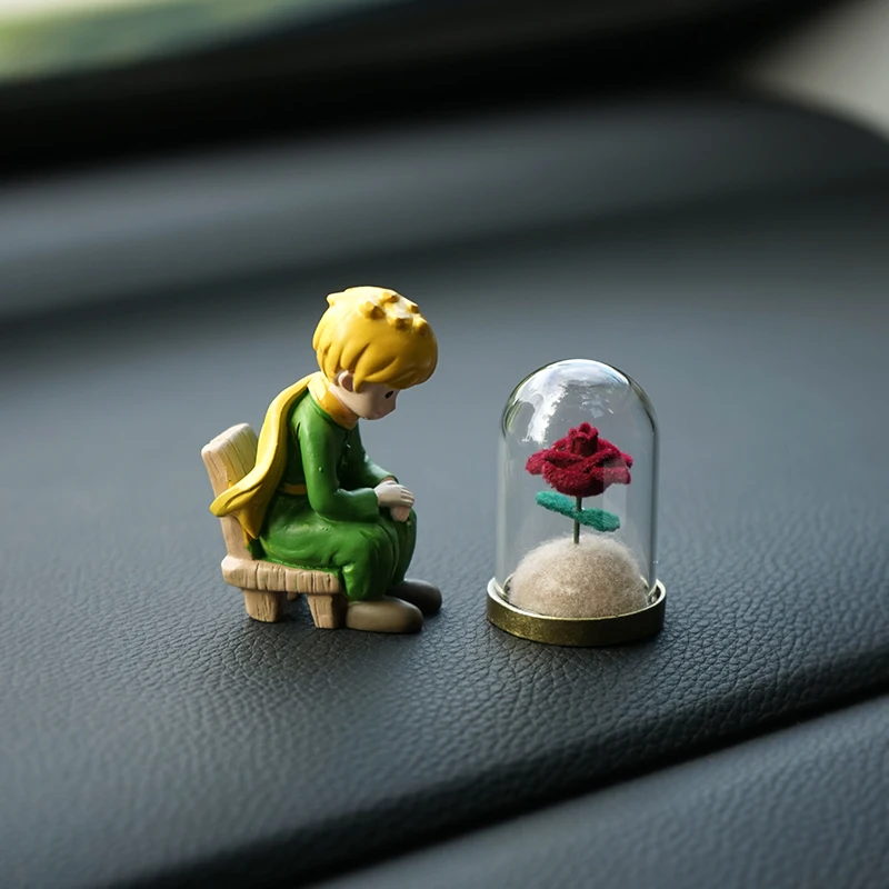 

Cute Little Prince Fox Rose Automotive Center Stack Decoration Toys Healing-type Stress Relief Miniature Ornament Accessories