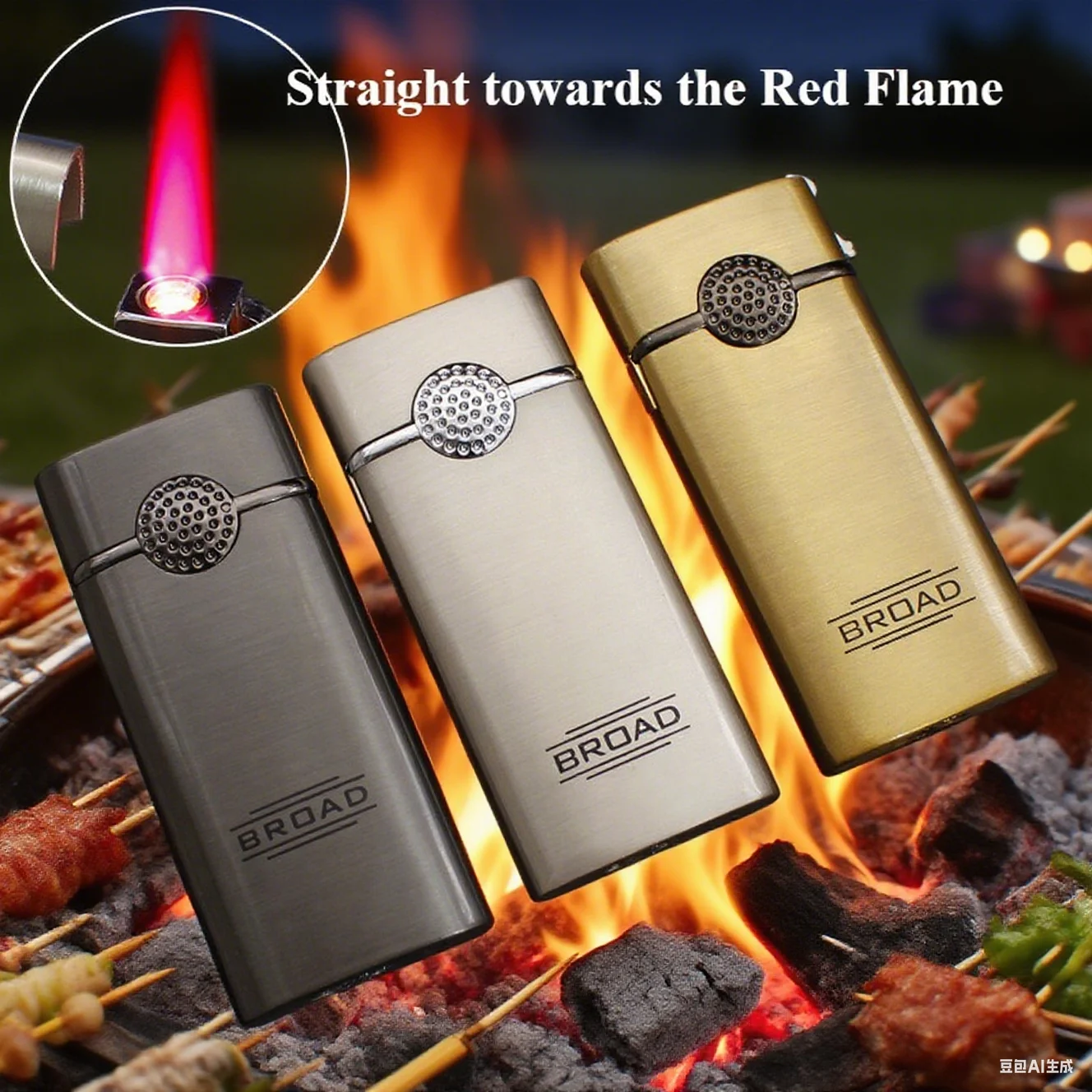 

Metal Windproof Direct Red Flame Lighter Small And Light Butane Gas Outdoor Cigarette Lighter Portable Cigarette Accessories