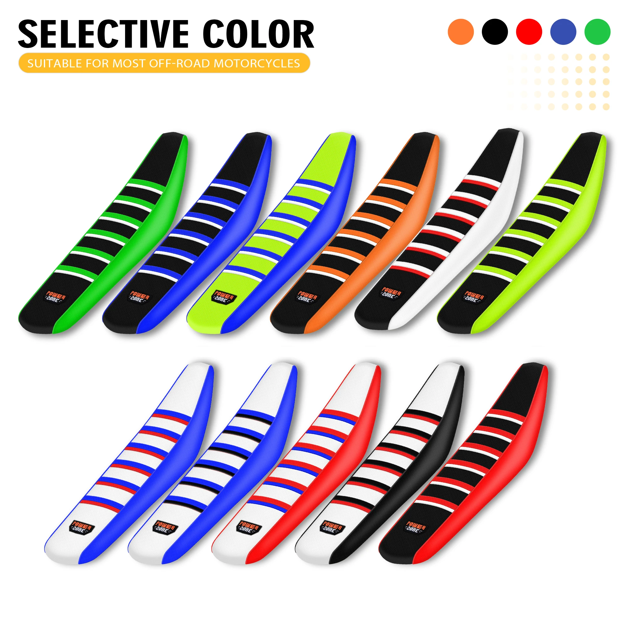 Powerzone Striped Soft Seat Cover For SX EXC CRF YZF TC KXF Motorcycle Waterproof Rubber Seat Cushions Accessories
