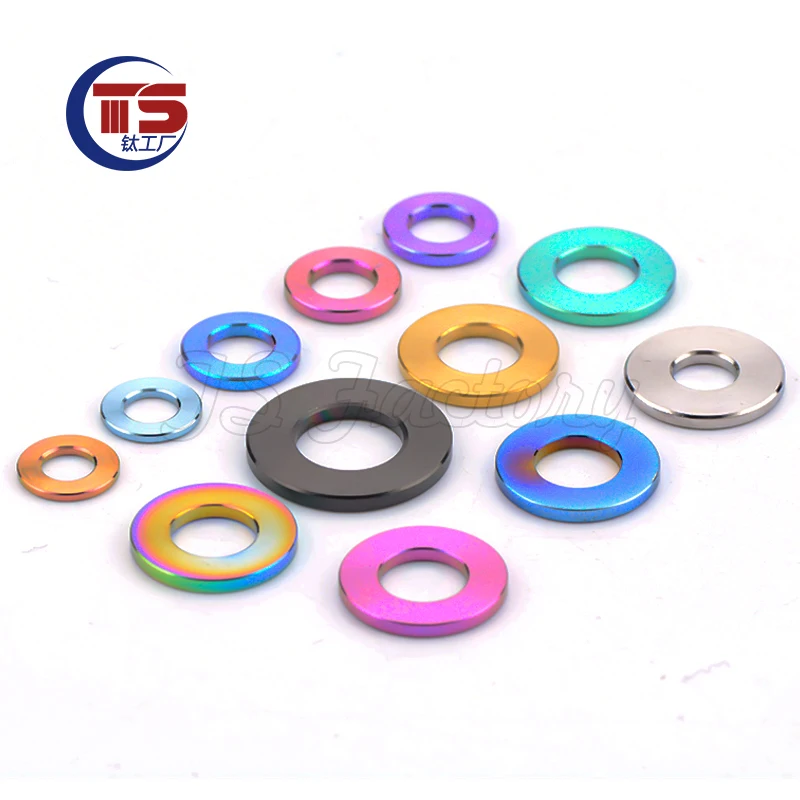 TS Titanium Factory 2 and 10pcs Titanium Alloy Gasket Washer M5/M6/M8/M10/M12 Flat Gasket Gasket for Motorcycle Modification GR5