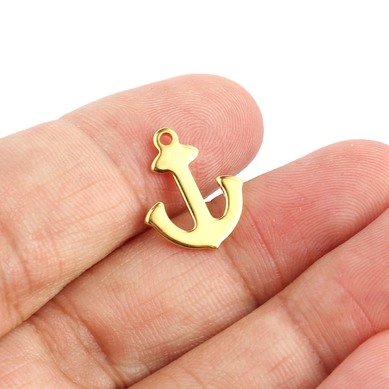 20pcs/lot Stainless Steel Anchor Rudder Accessories Rudder Gold Colour Pendant For DIY Bracelets Jewelry Making Handmade