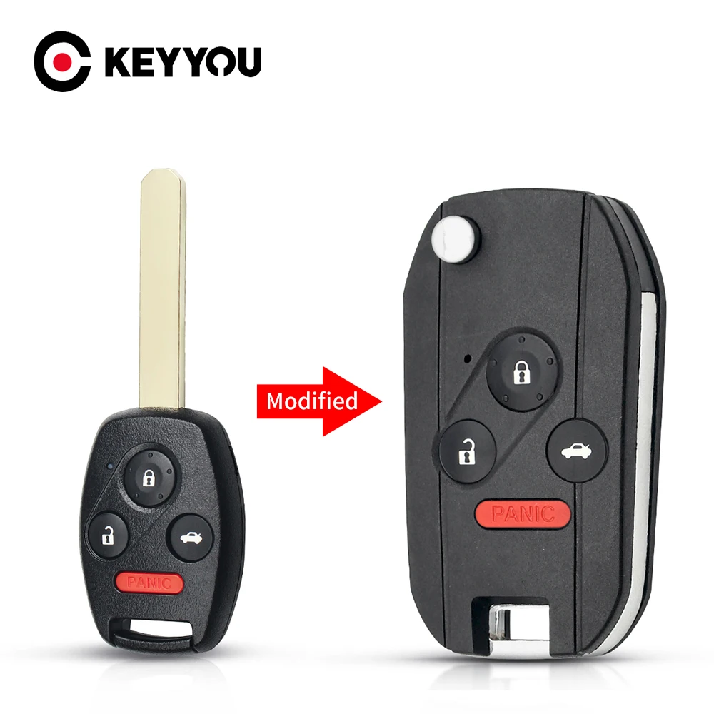 KEYYOU 2/3/4 Buttons For Honda Accord Civic 2006 2007 2008 2009 2010 2011 CRV 2018 Pilot Fit Modified Replace Key Shell Case Fob