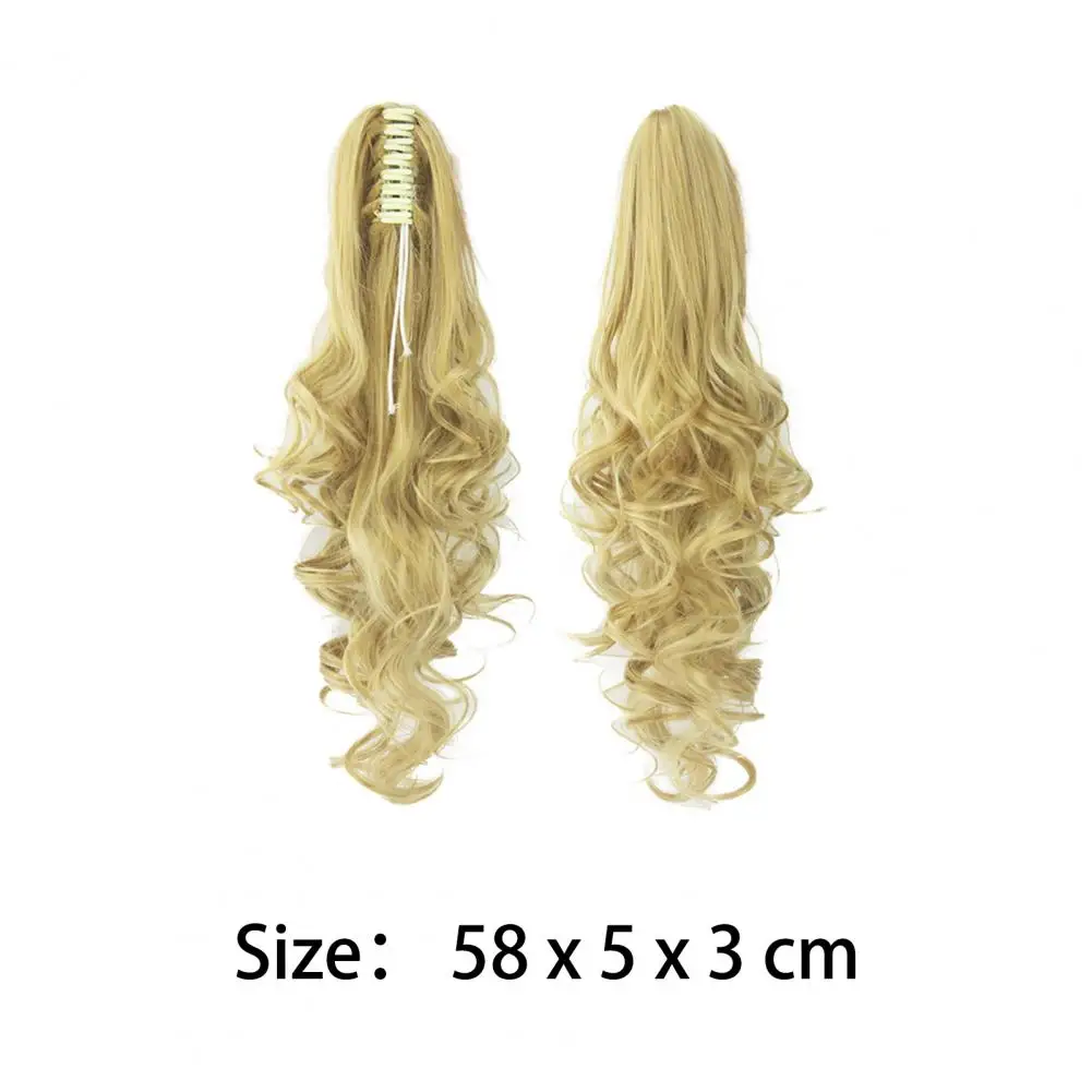 Perruque longue bouclée moelleuse pour femme, fausse queue de cheval, postiche, faux cheveux synthétiques, blond ombré, perruques bouclées ondulées, partie médiane, vague de corps, 58cm