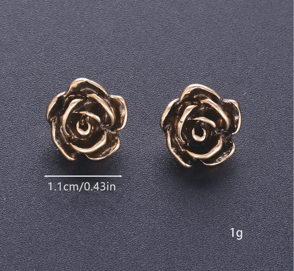 7pcs/Pack Vintage Rose Flower Metal Buttons For Shank Woolen Coat Dress DIY Shoes Hats Decor Buttons Sewing Accessories