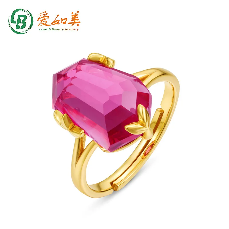 

New Synthetic Powder Topa Geometric Gold Plated Ring Leaf 18K Gold PT950 Platinum Silver Plated 7-Layer Gold Ring