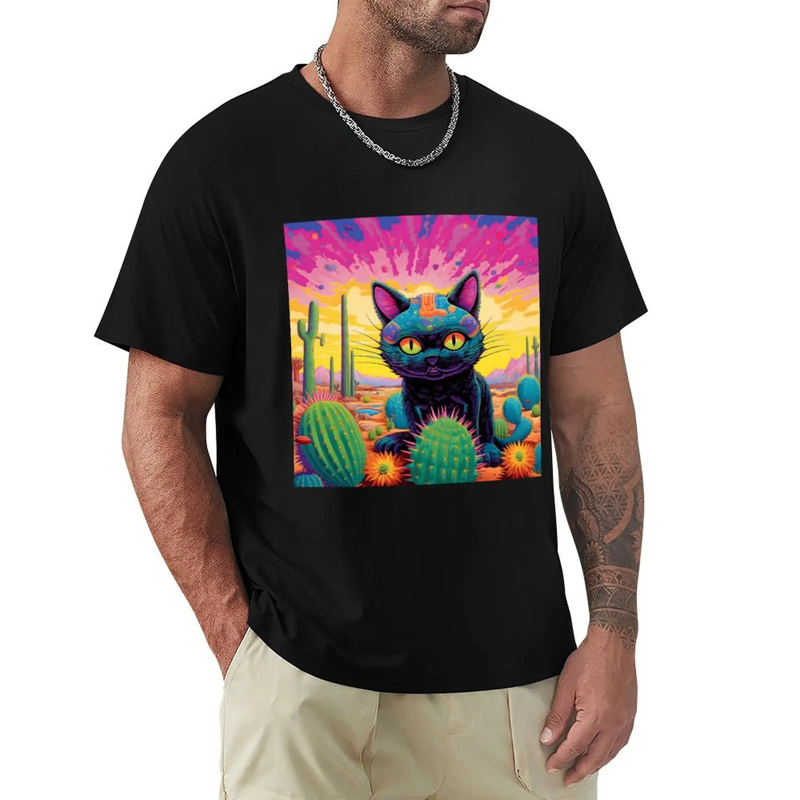 

Cat in the desert T-Shirt Casual Fashion Print Tee Top