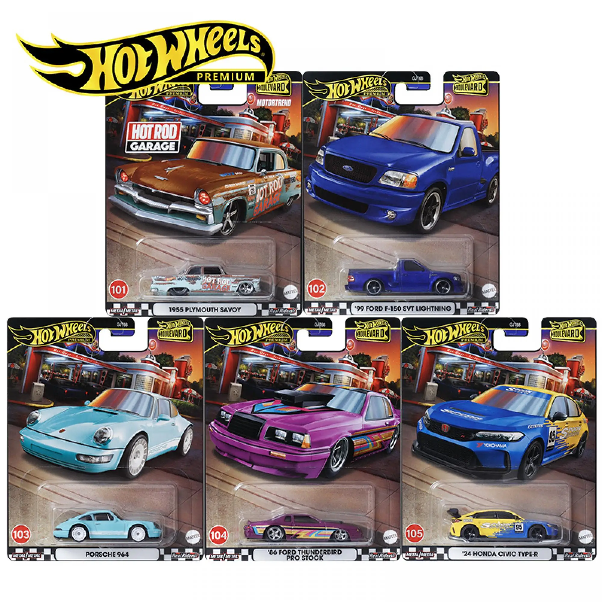 Mattel Hot Wheels Garden Route 21 1/64 PLYMOUTH SAVOY FORD F-150 HONDA CIVIC TYPE-R PORSCHE 964 Auto Model Cars Toys Boys Gift