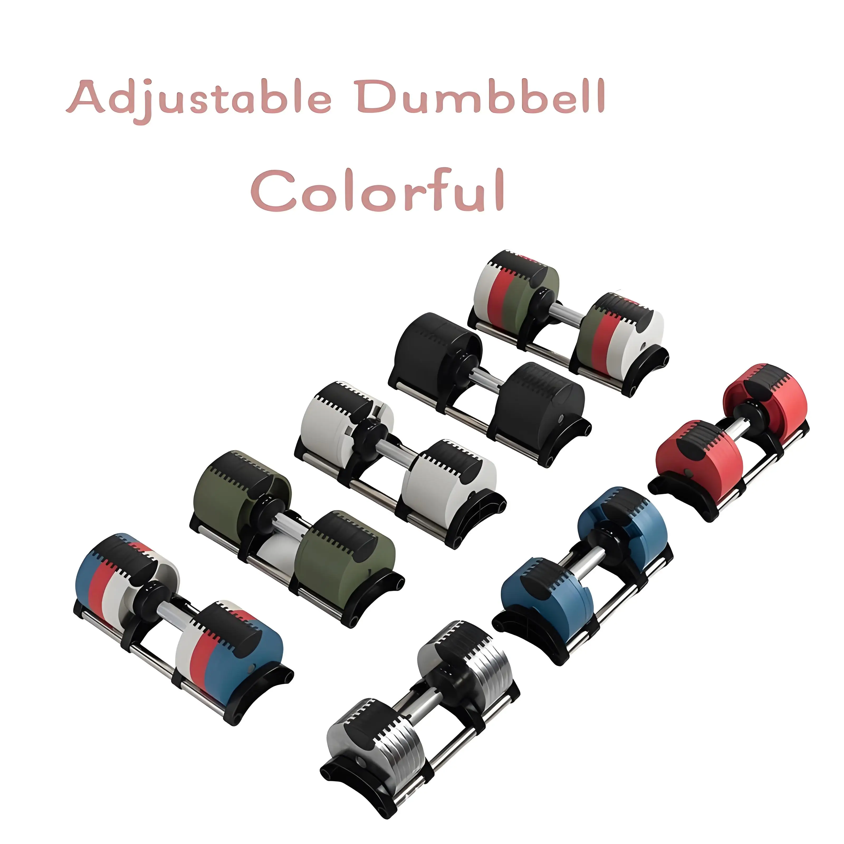 Single-Handle Adjustable Dumbbell Set: 100-lb Cast Iron Dumbbells in 10-lb Increments