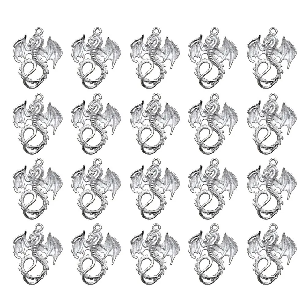 

20 шт. подвесок-талисманов из сплава в виде летающего дракона для изготовления ожерелий, браслетов, ювелирных изделий, аксессуары для рукоделия, подвески-талисманы из сплава