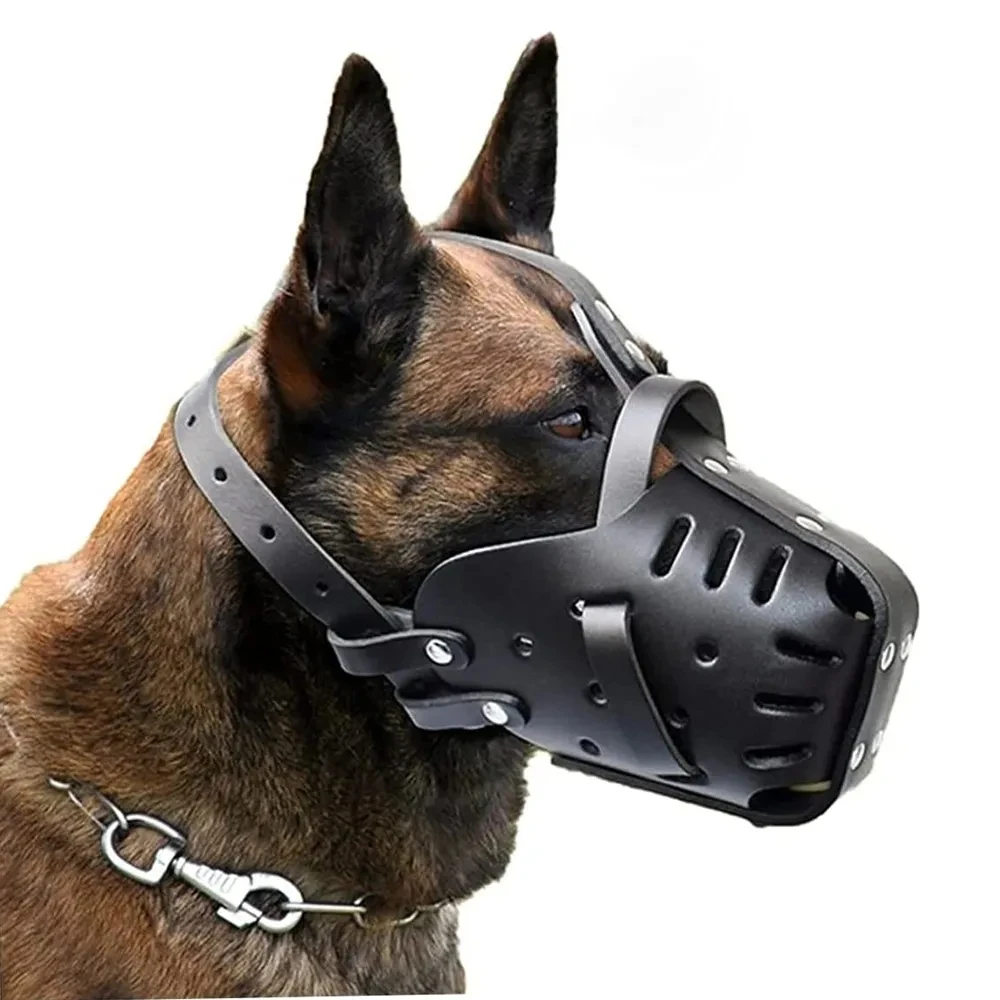 Real Leather Dog Basket Muzzle Dogs Traning Masks Anti Bite Pet Mouth Cage For Small/Large Dog Pitbull Labrador German Shepherd