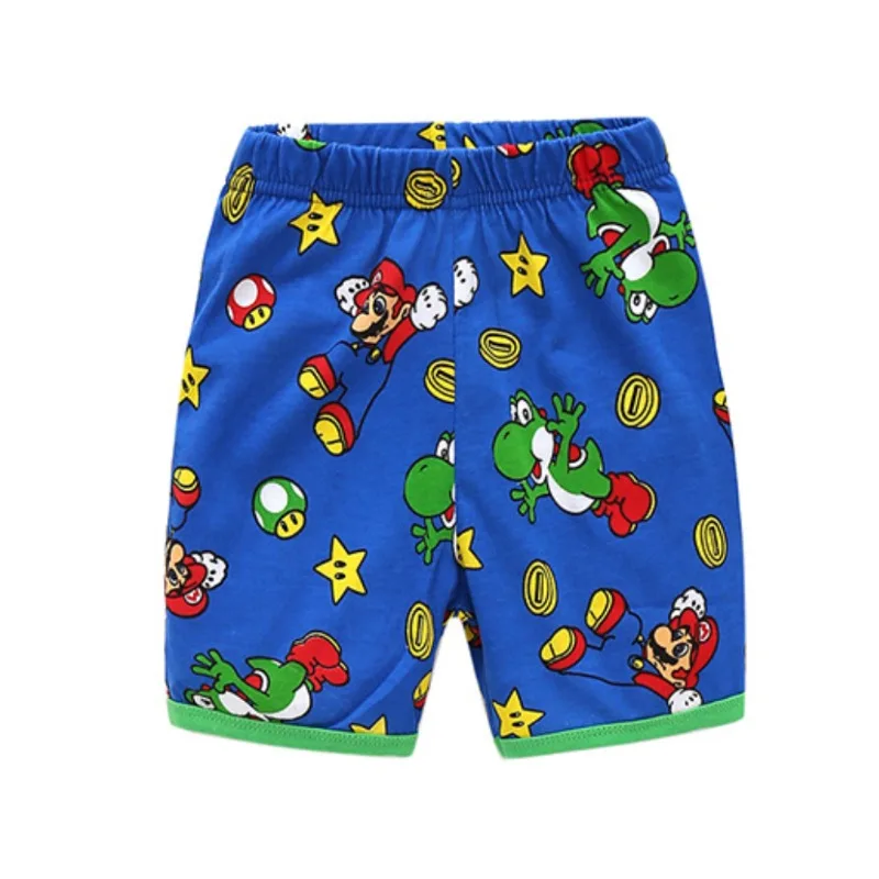 Super Marios Bros Children\'s Clothing Summer Boys Girls Pajamas 2pcs/set Anime Harajuku Printing Cotton Short Sleeve Shorts Suit