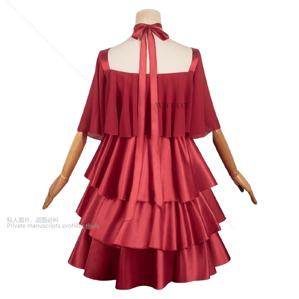 Frieren Cosplay Costume Clothes Wig Uniform Cosplay Pendant Frieren: Beyond Journey's End Halloween Party Woman Red Dress