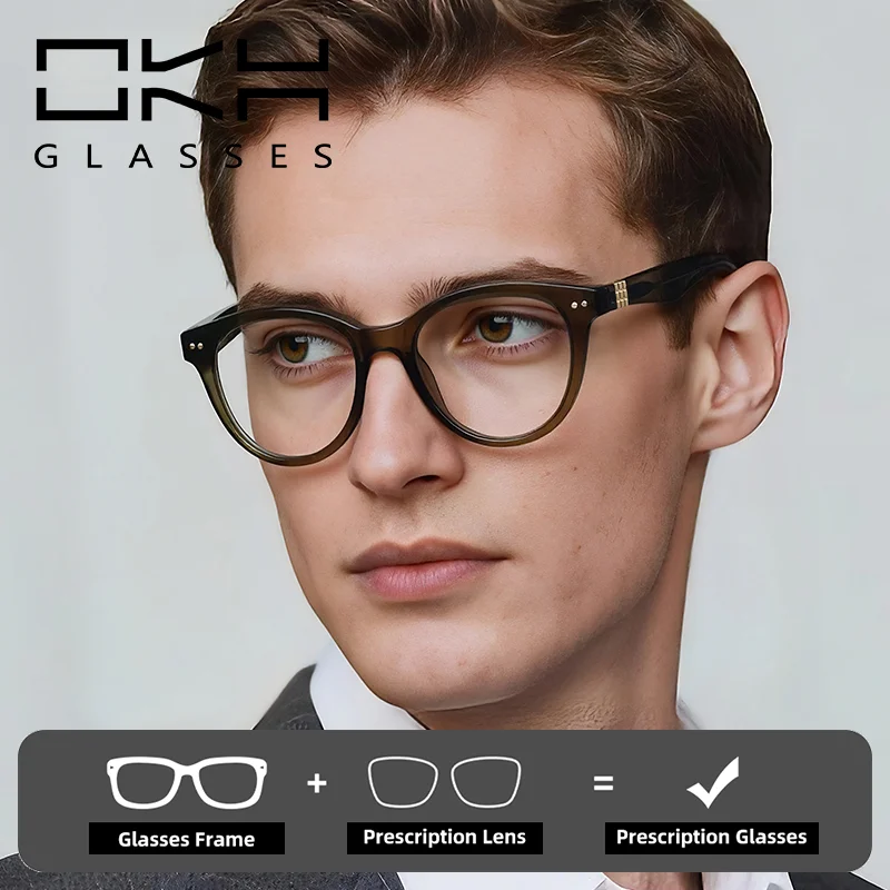 

OKH Fashion TR Myopia Glasses Frame Trendy 2231 Men's Light Luxury Texture Anti-blue Glasses Prescription Eyeglasses Reading