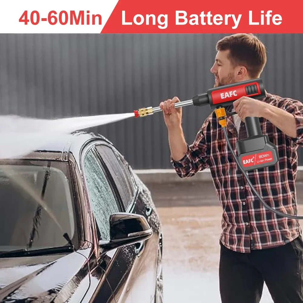 Cordless 60Bar Electric High Pressure Car Wash Gun Washer Supplies Foam Generator Spray Cleaner Car Wash Cleaning Machine - Image 4